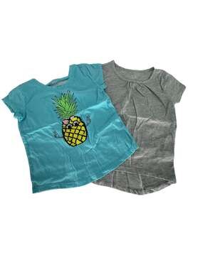 The Children's Place Girls Bundle Lot of 2 Shirts Gray Blue Youth Size Small 5/6